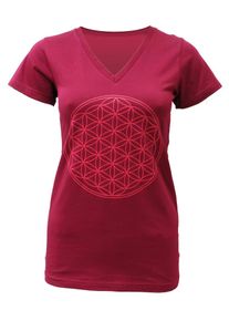 YOGISTAR.COM, Damen Yogi-t-shirt "flower Of Life", Rot