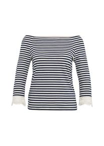 Tom Tailor Denim, Damen T-Shirt, Nachtblau / Weiß