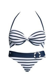 Venice Beach, Damen Bandeau-Bikini, Dunkelblau / Weiß