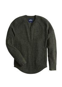 Hollister, Herren Pullover 'MW SHAKER STITCH SOLIDS 4CC', Oliv