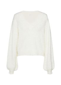 NA-KD, Damen Pullover 'hairy deep v-neck sweater', Wei&szlig;