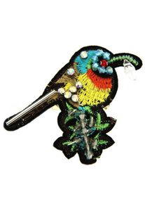 sweet deluxe, Damen Brosche 'Vogel', Hellblau / Gelb / Hellgrün / Rot / Schwarz