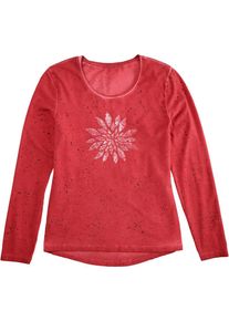 Almgwand, Damen Trachtenshirt mit Motiv aus Pailletten, Rot