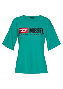 Diesel, Damen Shirt 'Jacky', Jade / Rot / Schwarz