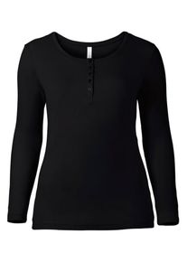 sheego Casual, Damen Langarmshirt, Schwarz