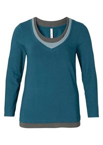 sheego Casual, Damen Shirt, Grau / Dunkelgrau / Petrol