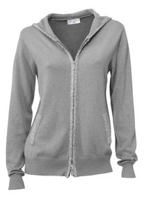Heine, Damen Cardigan mit 2 Wege-Zipper, Graumeliert