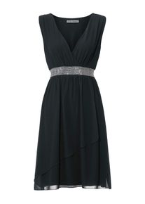 Heine, Damen Cocktailkleid Applikationen, Schwarz / Silber