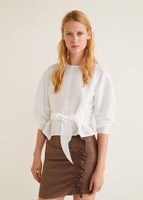 Mango, Damen Bluse 'Croisant-H', Weiß