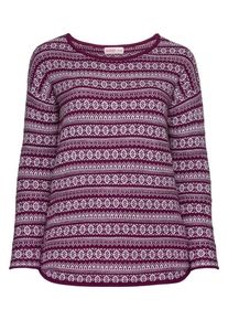 sheego Casual, Damen Pullover, Beere / Weiß