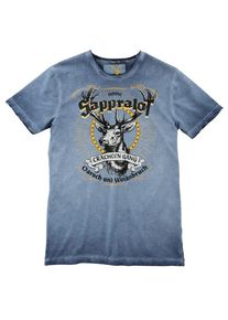 Marjo, Herren Trachtenshirt, Hellblau / Dunkelgelb / Schwarz / Naturwei&szlig;