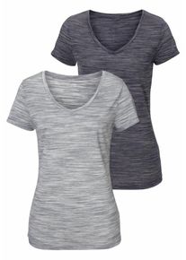 Beach Time, Damen V-Shirts, Grau / Anthrazit