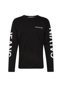Calvin Klein Jeans, Herren Shirt 'INSTITUTIONAL BACK PRINT LS REG', Schwarz / Wei&szlig;