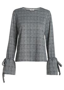 Pieces, Damen Gemusterte, langärmelige Bluse, Graumeliert