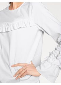 Heine, Damen Rüschenbluse mit Rüschen, Weiß