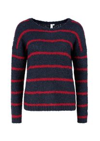 Q/S Designed By, Damen Bouclé-Pullover mit Ringeln, Navy / Burgunder
