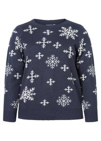 JUNAROSE, Damen Pullover, Navy / Weiß