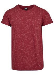 Urban Classics, Herren Space Dye Turnup Tee, Karminrot / Weiß
