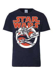 logoshirt, Herren T-Shirt 'X-Wings', Nachtblau / Rot / Wei&szlig;