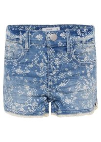 name it, M&auml;dchen Shorts, Blue Denim / Wei&szlig;