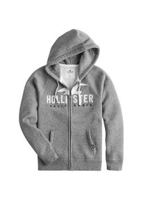 Hollister, Herren Sweatjacke 'ICONIC TECH LOGO FZ', Grau