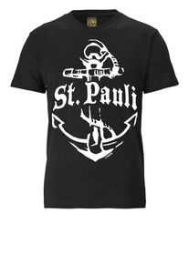 logoshirt, Herren ST. PAULI, Schwarz / Weiß