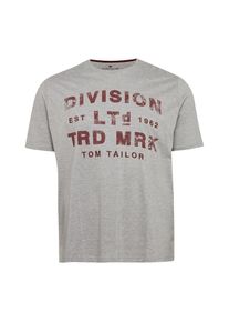 Tom Tailor, Herren T-Shirt, Graumeliert / Karminrot
