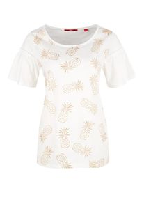 s.Oliver RED LABEL, Damen Jerseyshirt, Gold / Wei&szlig;