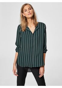 Selected Femme, Damen Hemd, Smaragd / Wei&szlig;