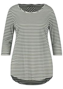 SAMOON, Damen T-Shirt, Khaki / Weiß