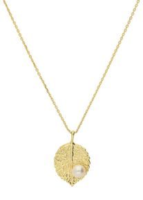 Firetti, Damen Kette 'Blatt', Gold / Perlweiß