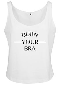 Merchcode, Damen Tanktop 'Burn Your Bra', Weiß