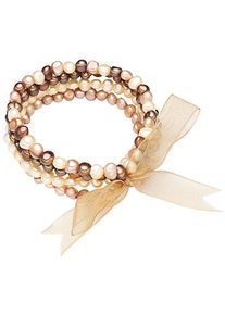 Valero Pearls, Damen Armband mit Süßwasser-Zuchtperlen, Braun / Hellbraun / Naturweiß