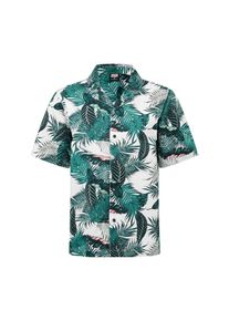 Urban Classics, Herren Hemd 'Pattern Resort Shirt', Grün / Weiß