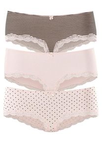 Lascana, Damen Spitzenhipster, Dunkelbraun / Pastellpink