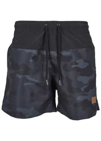 Urban Classics, Herren Shorts 'Block Swim', Rauchblau / Taubenblau / Schwarz
