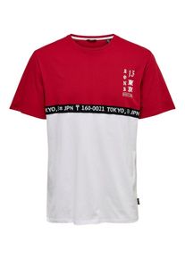 Only & Sons Only & Sons, Herren T-Shirt, Rot / Schwarz / Wei&szlig;