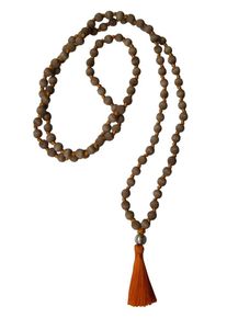 YOGISTAR.COM, Damen Mala-kette "vintage", Brokat / Rostrot / Silber