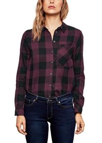 Q/S Designed By, Damen Hemdbluse, Rotviolett / Schwarz