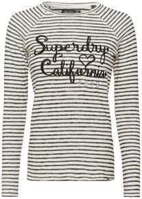 Superdry, Damen Langarmshirt, Ecru / Schwarz