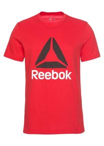 Reebok, Herren T-Shirt 'Stacked', Neonrot / Schwarz / Wei&szlig;