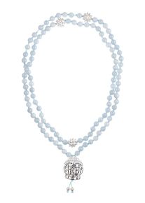 YOGISTAR.COM, Damen Mala-Kette 'Gaby', Hellblau / Silber
