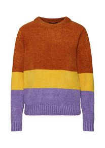 Sisters Point, Damen Pullover 'HENNA-BLOCK', Gelb / Helllila / Dunkelorange