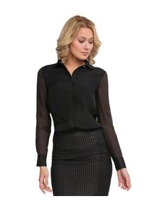 Apart, Damen Organzabluse mit Schlitzen an den Seitenn&auml;hten, Schwarz