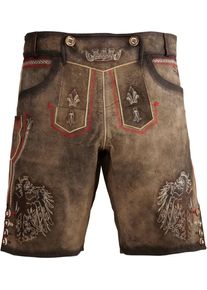 Kr&uuml;ger Buam Kr&uuml;ger Buam, Herren Trachtenlederhose kurz mit echten Hirschhornkn&ouml;pfen, Braun