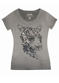 COCCARA, Damen T-Shirt 'Candence', Hellgrau / Schwarz