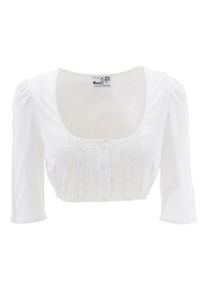 Marjo, Damen Dirndlbluse mit Knopfverschluss, Weiß