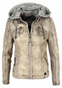 Kangaroos, Damen Lederjacke, Beige / Grau