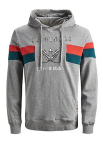 Jack & Jones JACK & JONES, Herren Shirt, Graumeliert / Petrol / Orangerot