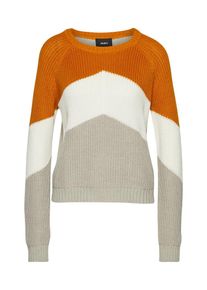 Object, Damen Strickpullover 'GRAPH', Hellgrau / Dunkelorange / Weiß